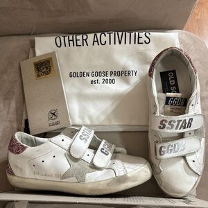 Golden Goose Kids White and Pink Sneakers